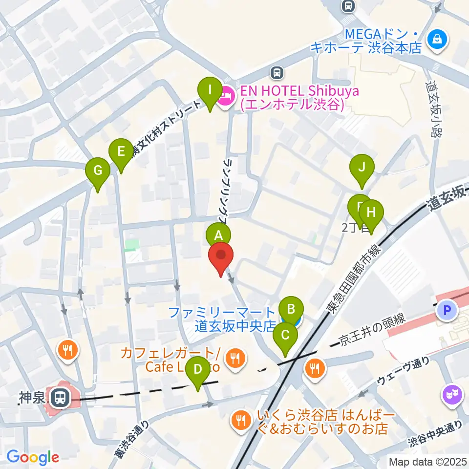 渋谷HARLEM周辺のコンビニエンスストア一覧地図