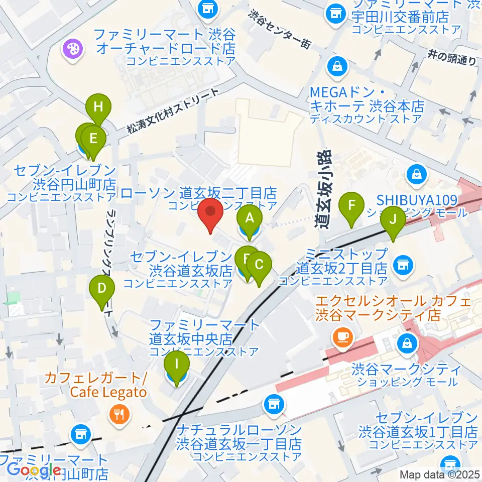 渋谷B.Y.G周辺のコンビニエンスストア一覧地図