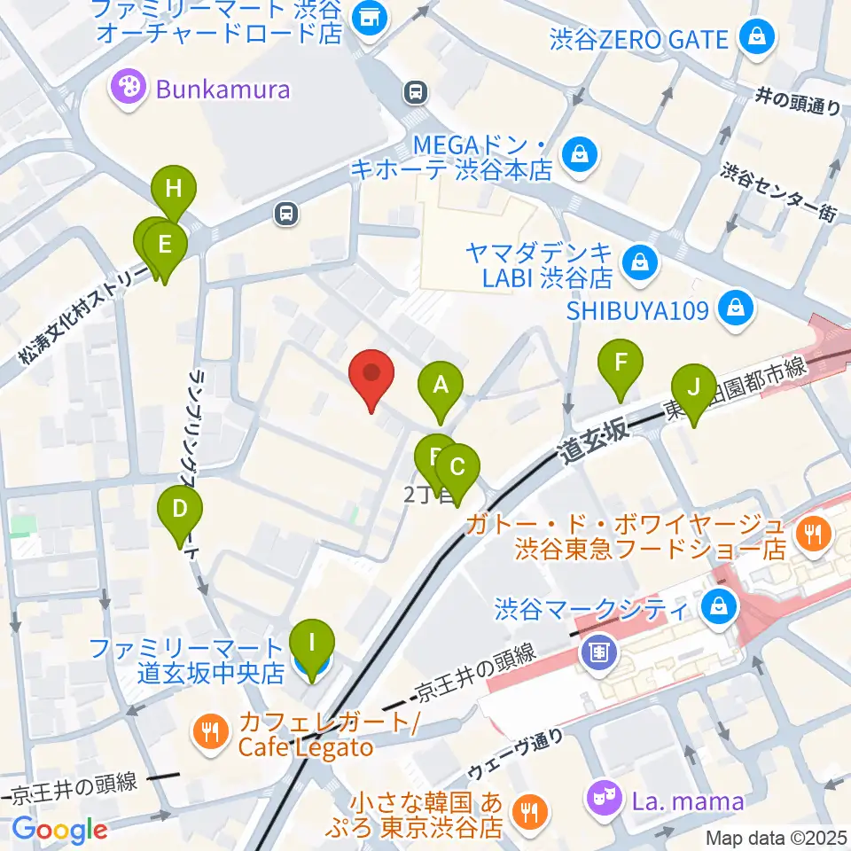渋谷B.Y.G周辺のコンビニエンスストア一覧地図