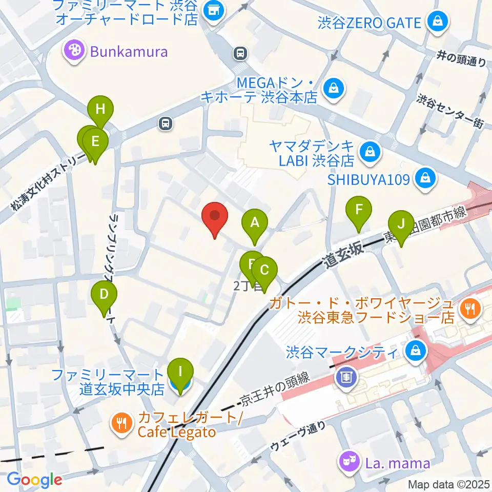 渋谷B.Y.G周辺のコンビニエンスストア一覧地図