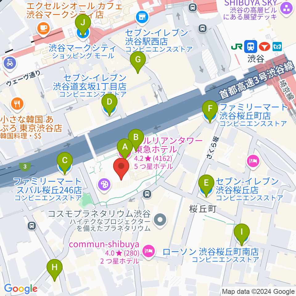 渋谷JZ Brat周辺のコンビニエンスストア一覧地図