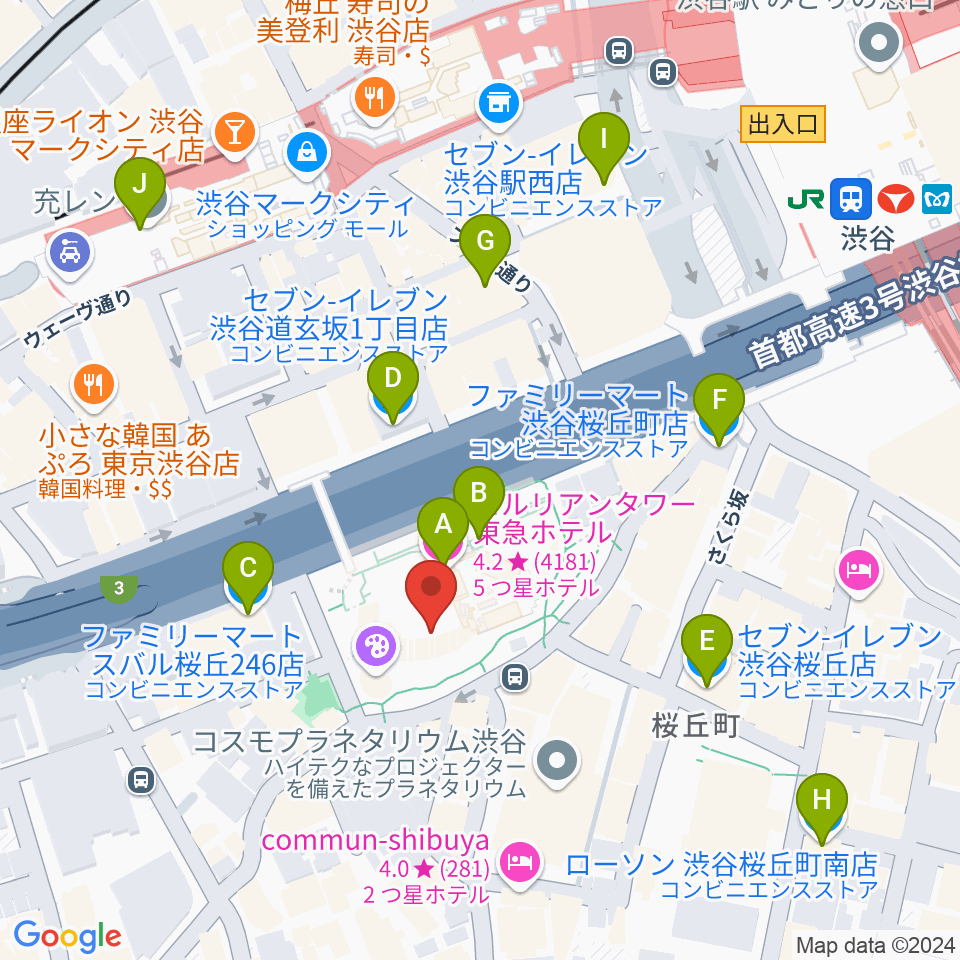 渋谷JZ Brat周辺のコンビニエンスストア一覧地図