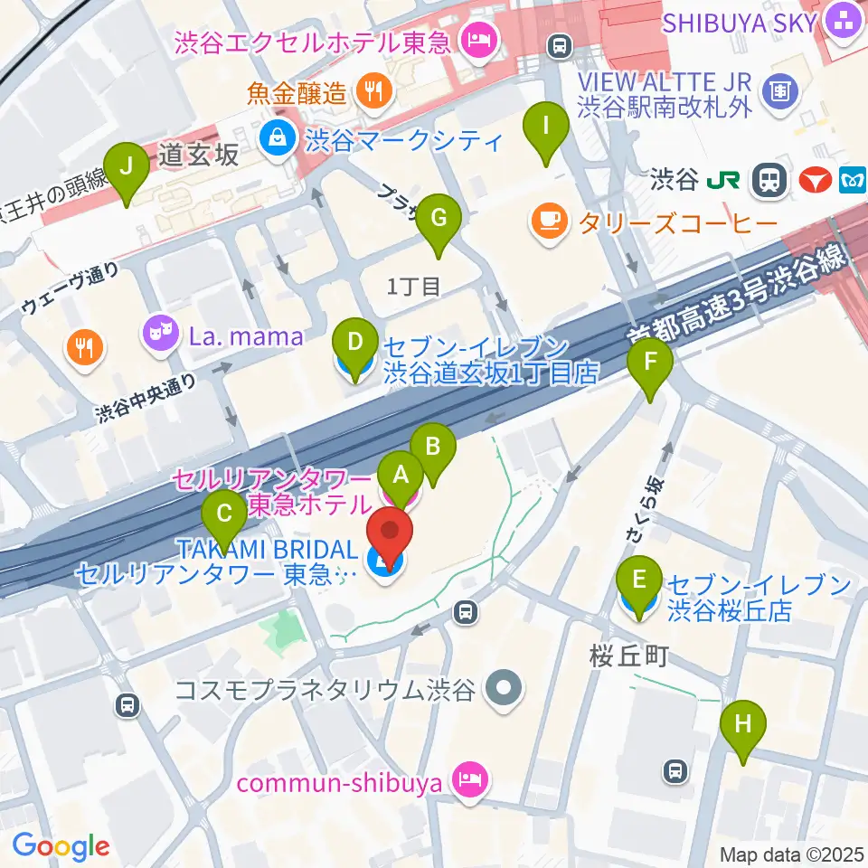 渋谷JZ Brat周辺のコンビニエンスストア一覧地図