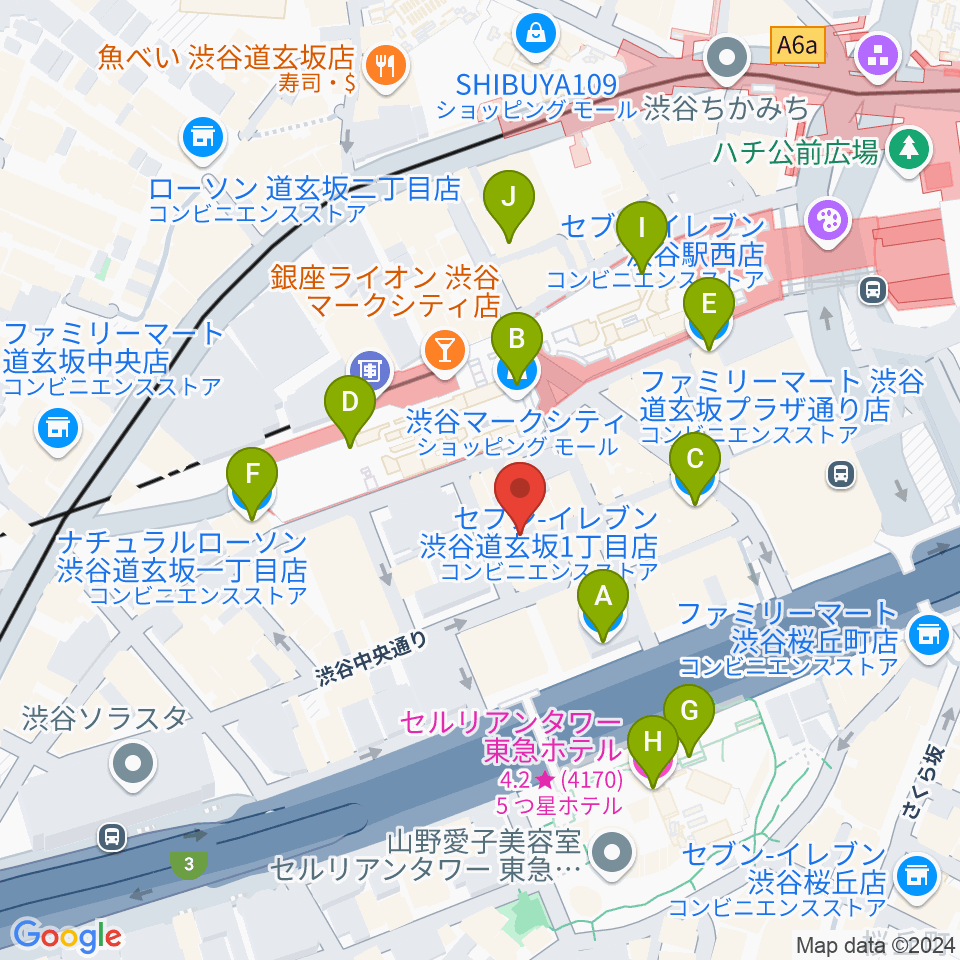 渋谷ガビガビ周辺のコンビニエンスストア一覧地図