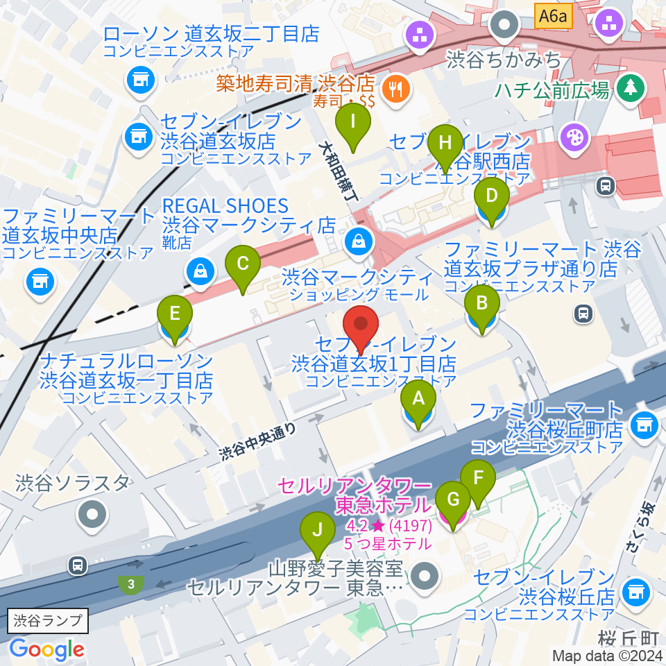 渋谷ガビガビ周辺のコンビニエンスストア一覧地図