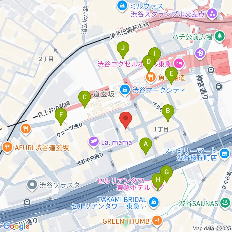 渋谷ガビガビ周辺のコンビニエンスストア一覧地図