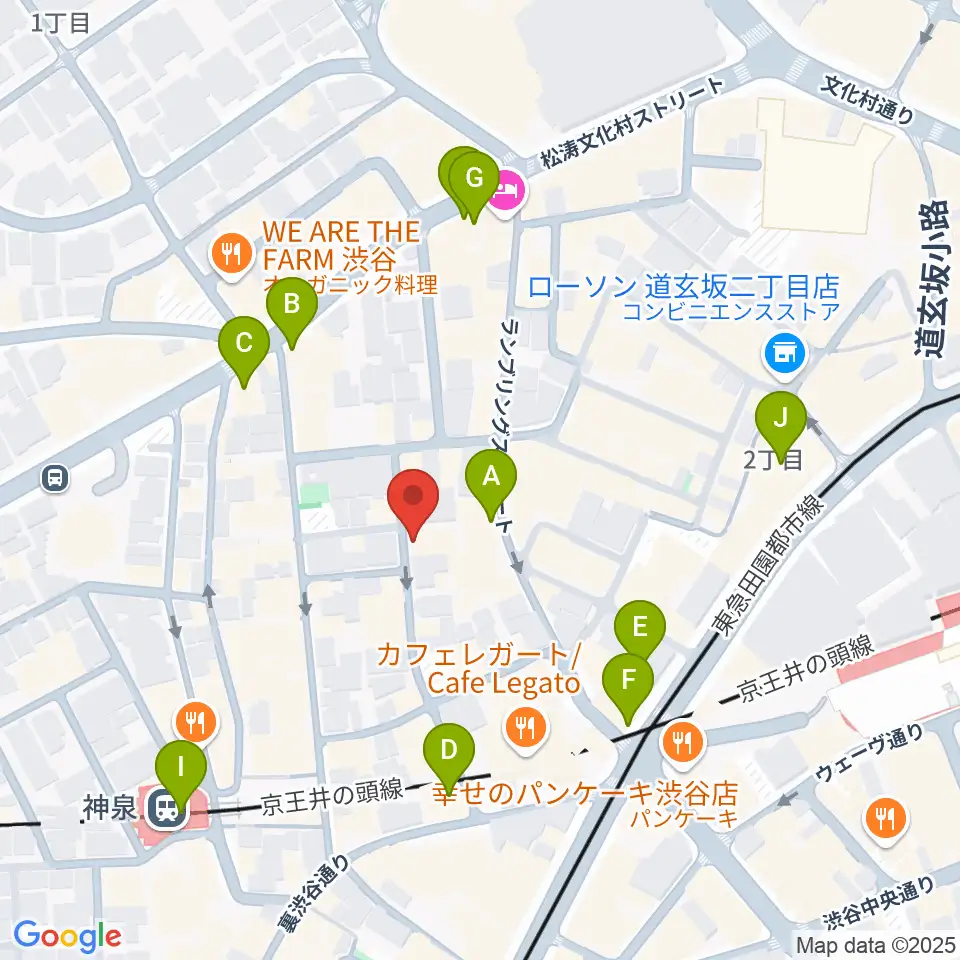 渋谷WOMB周辺のコンビニエンスストア一覧地図