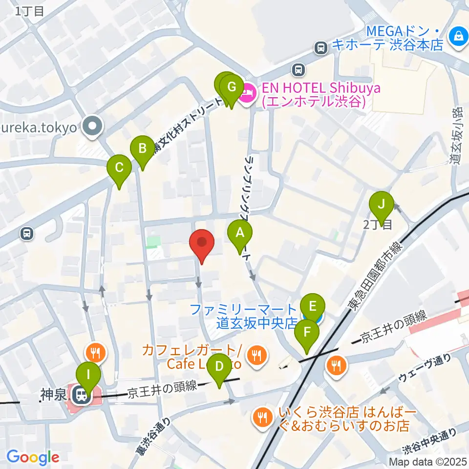 渋谷WOMB周辺のコンビニエンスストア一覧地図