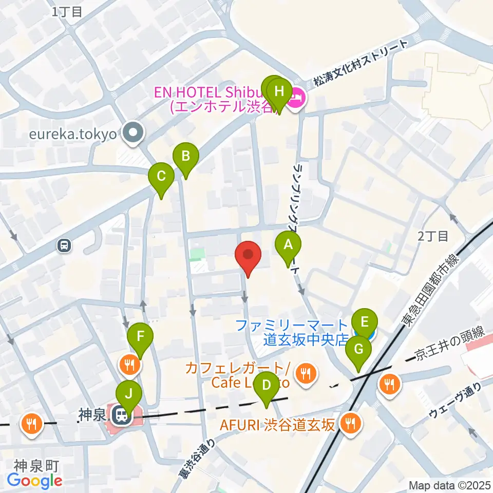 渋谷WOMB周辺のコンビニエンスストア一覧地図