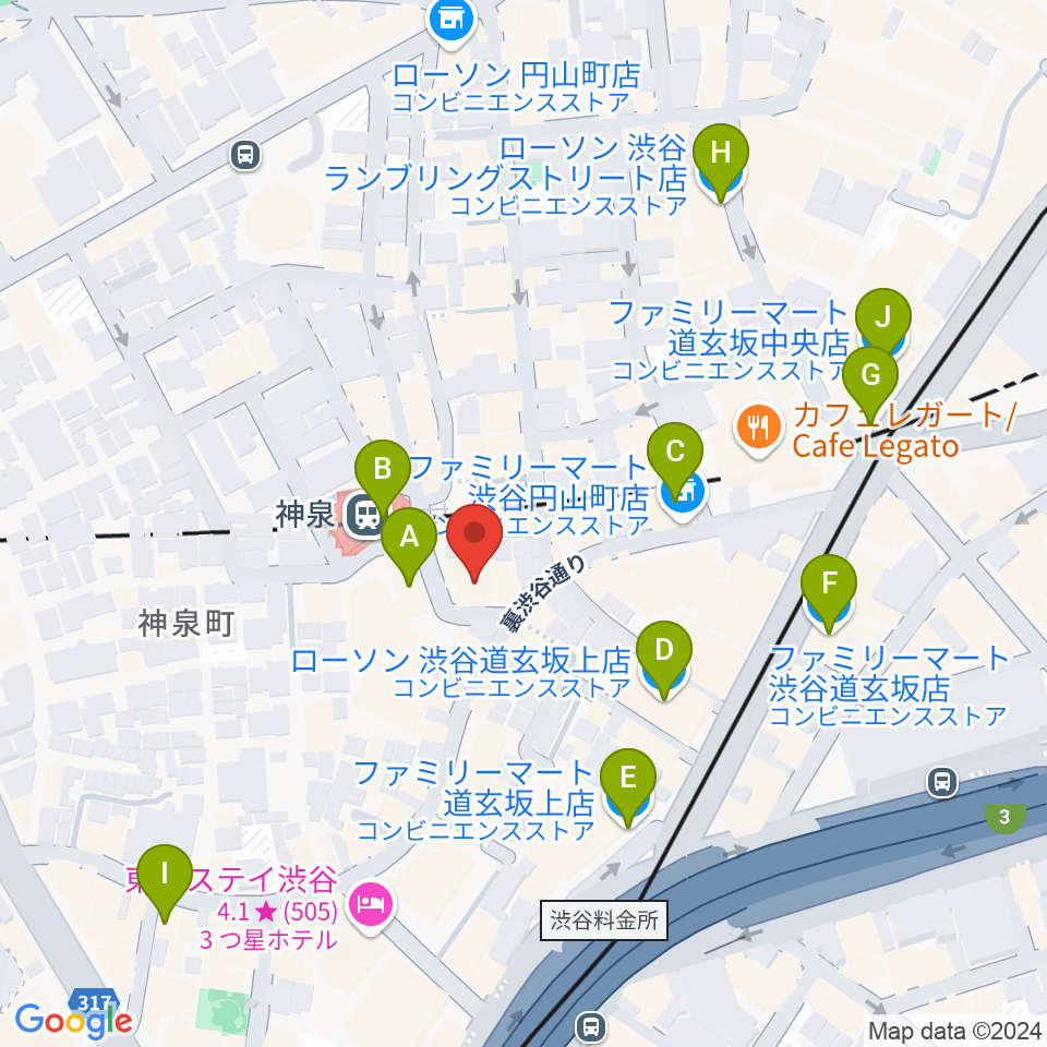 渋谷ランタン周辺のコンビニエンスストア一覧地図