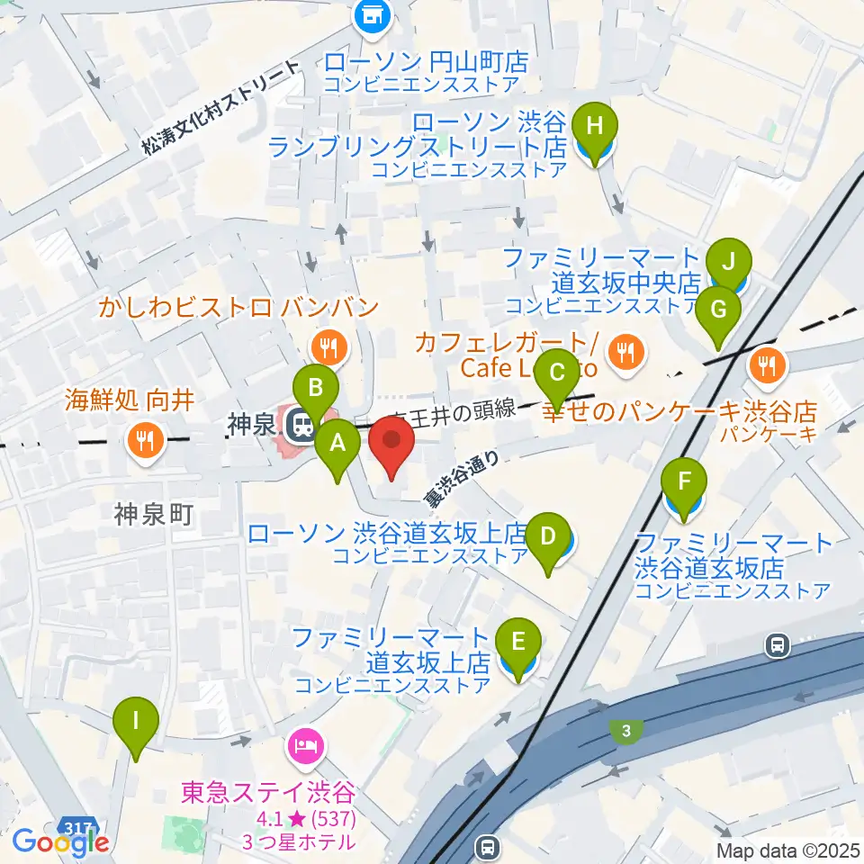 渋谷ランタン周辺のコンビニエンスストア一覧地図