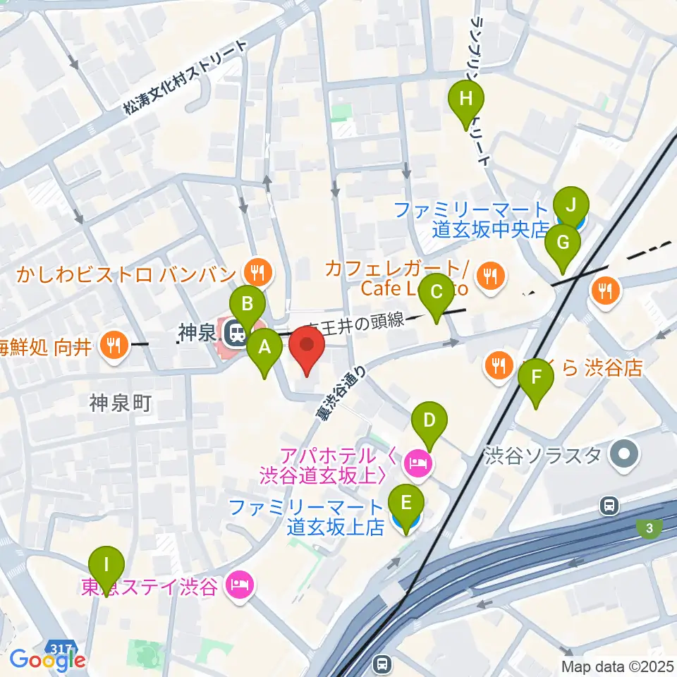 渋谷ランタン周辺のコンビニエンスストア一覧地図