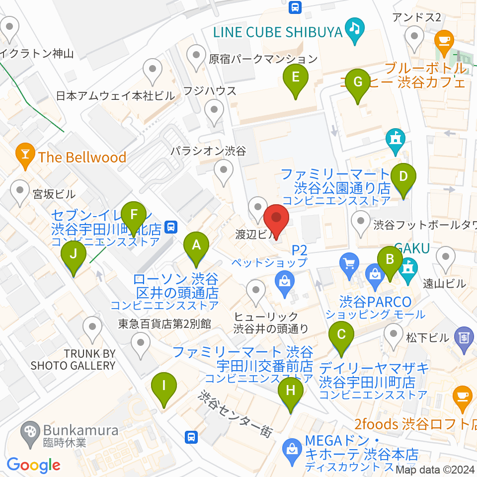 渋谷BALL周辺のコンビニエンスストア一覧地図