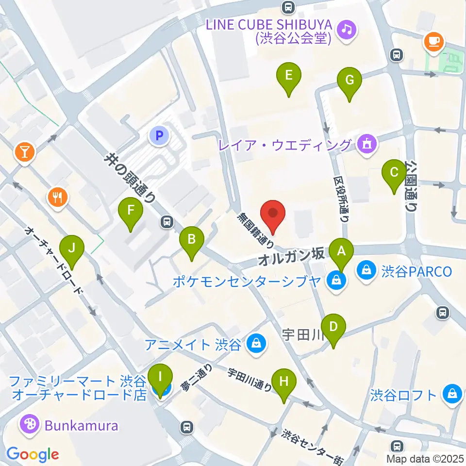 渋谷オルガンバー周辺のコンビニエンスストア一覧地図