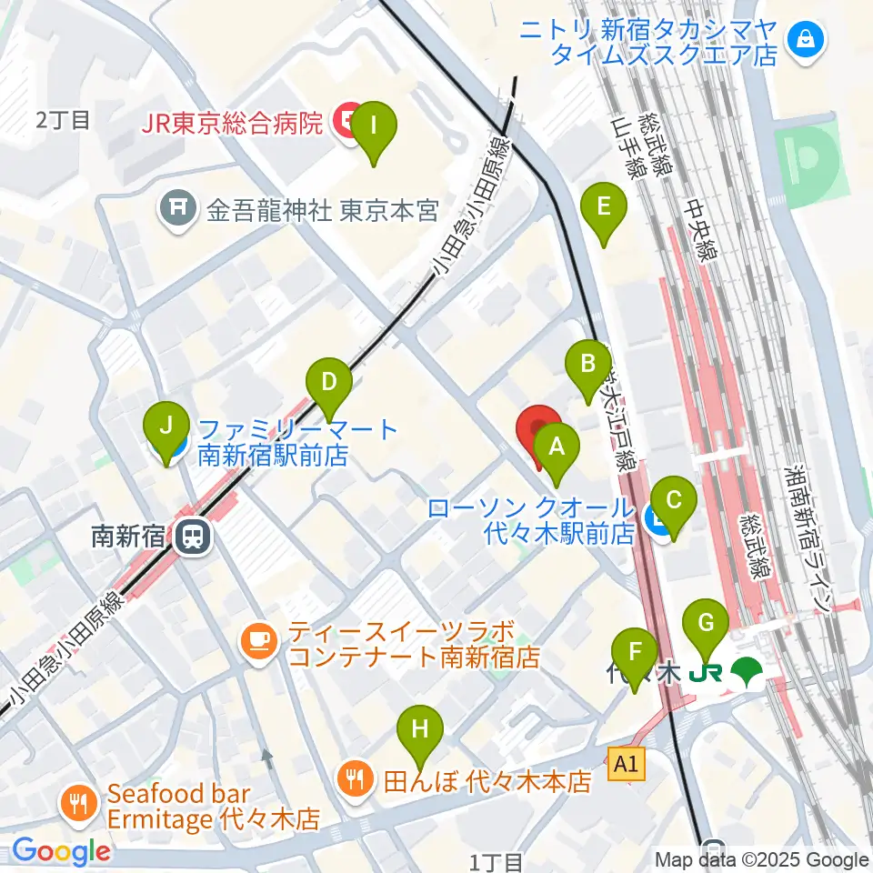 代々木ナル周辺のコンビニエンスストア一覧地図
