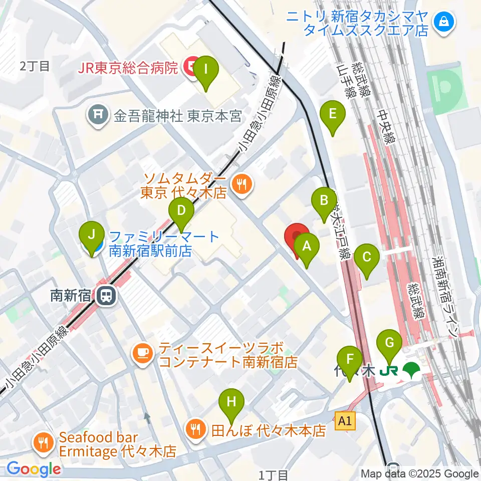 代々木ナル周辺のコンビニエンスストア一覧地図