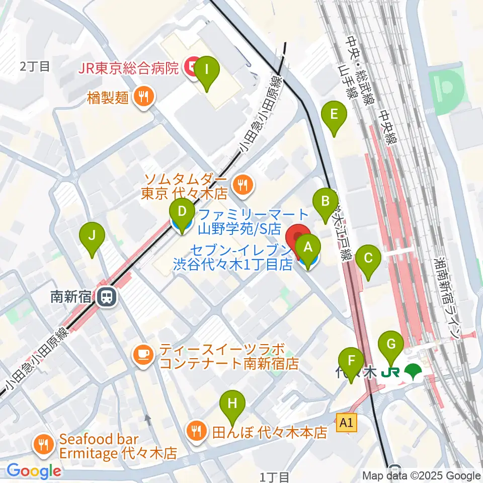代々木ナル周辺のコンビニエンスストア一覧地図