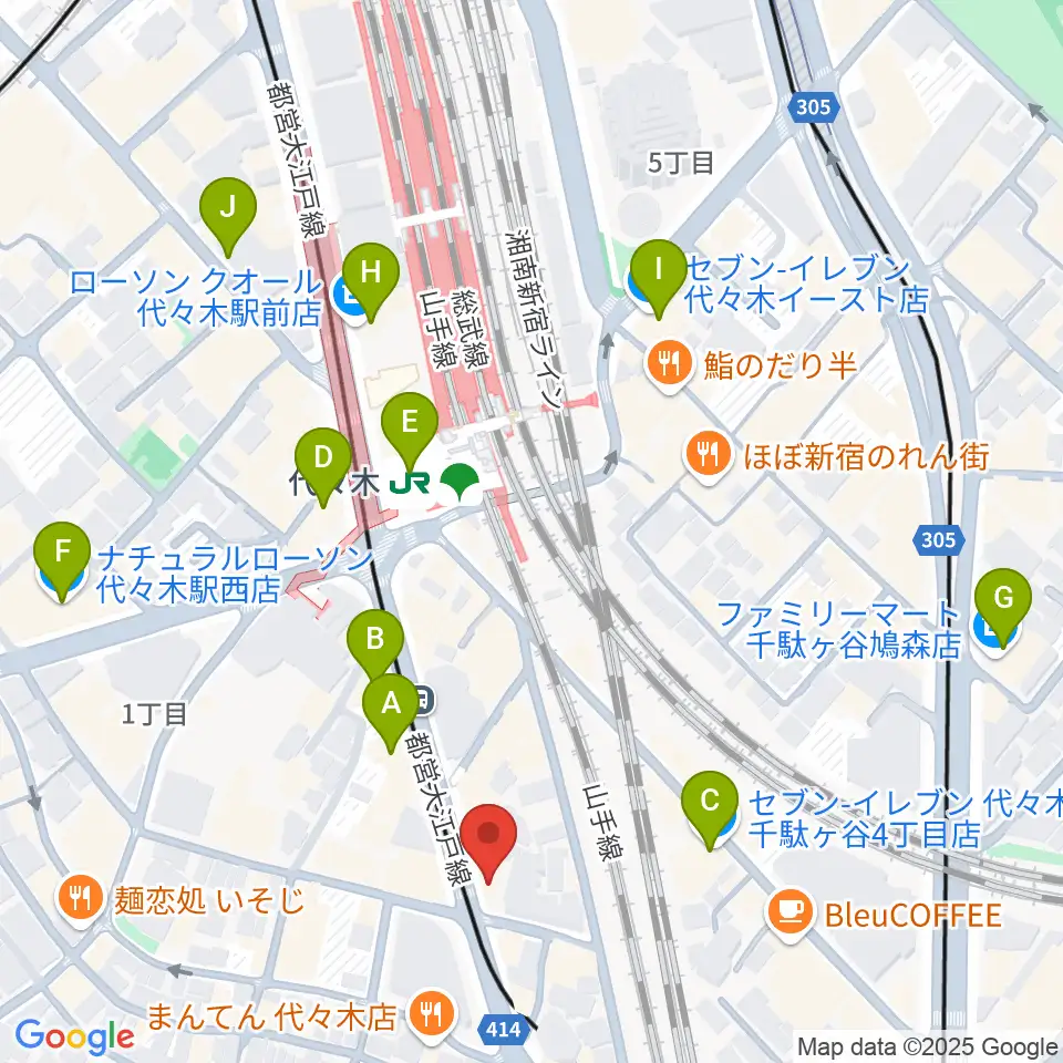 LIVE labo YOYOGI周辺のコンビニエンスストア一覧地図