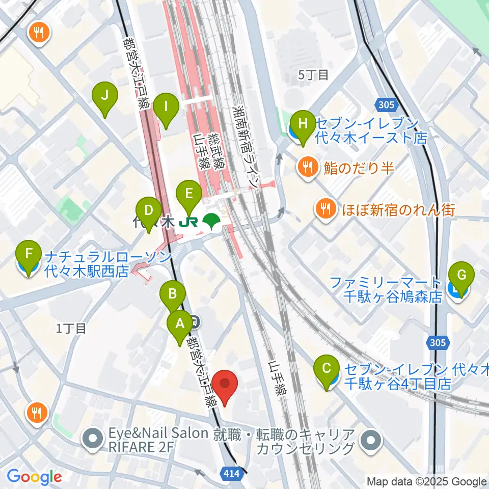 LIVE labo YOYOGI周辺のコンビニエンスストア一覧地図