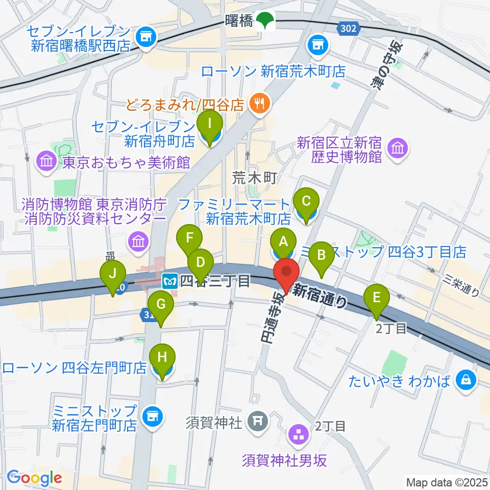 四谷蟻ん子周辺のコンビニエンスストア一覧地図