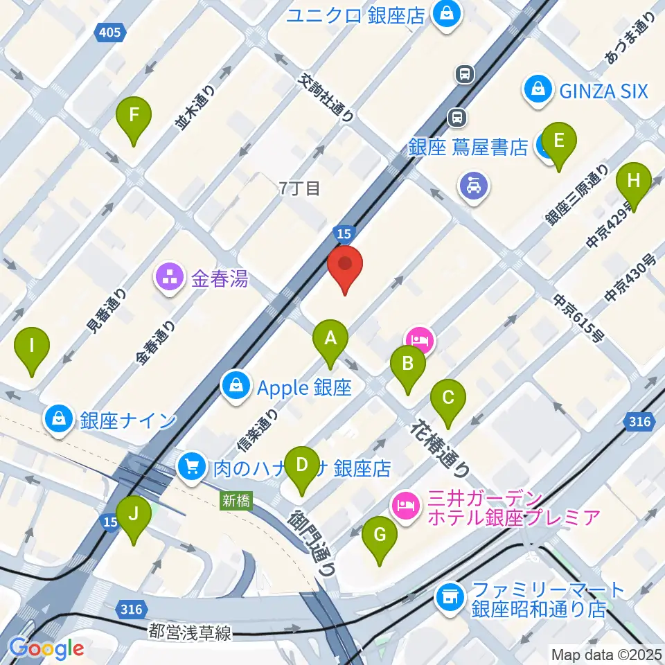 ヤマハホール周辺のコンビニエンスストア一覧地図