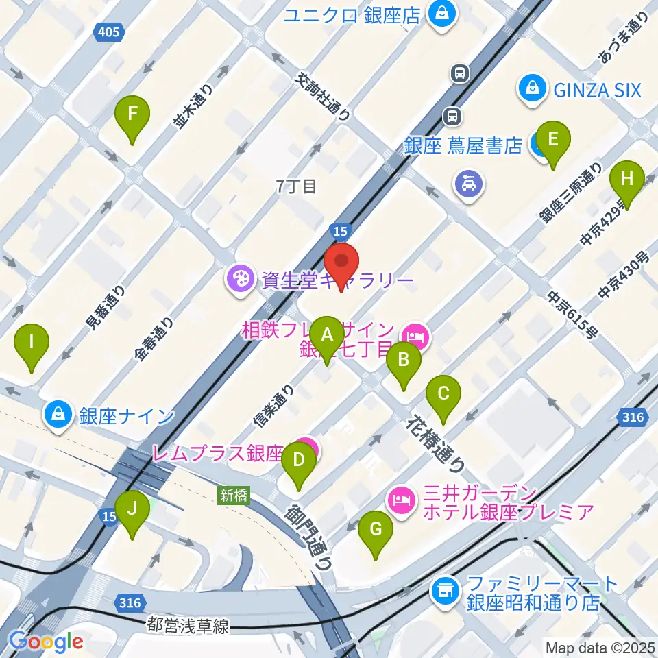 ヤマハホール周辺のコンビニエンスストア一覧地図