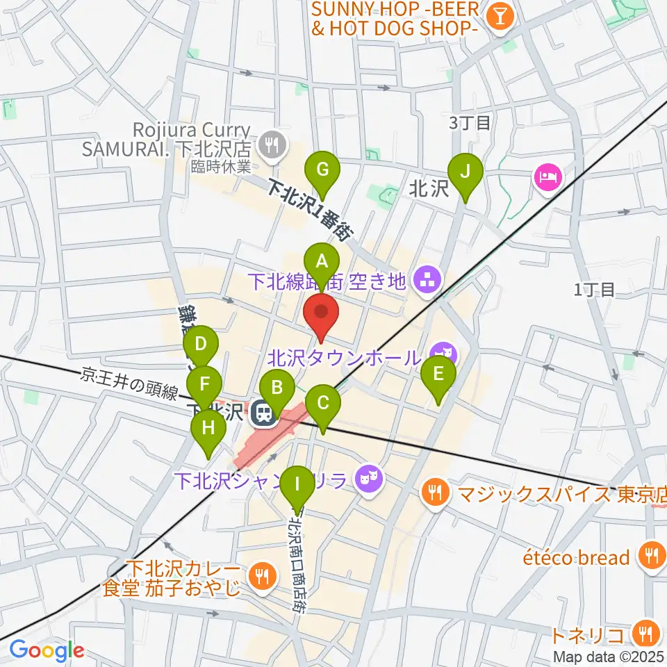 下北沢アレイホール周辺のコンビニエンスストア一覧地図
