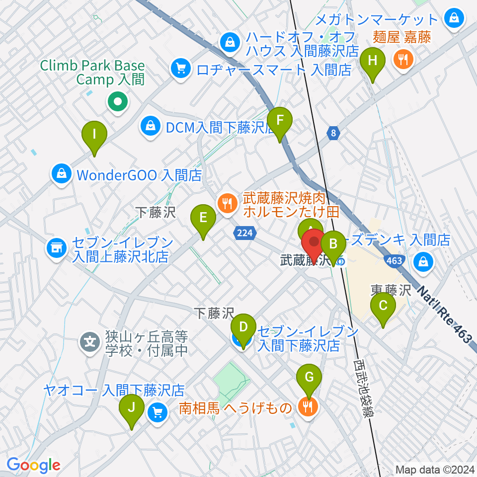 音降りそそぐ武蔵ホール周辺のコンビニエンスストア一覧地図