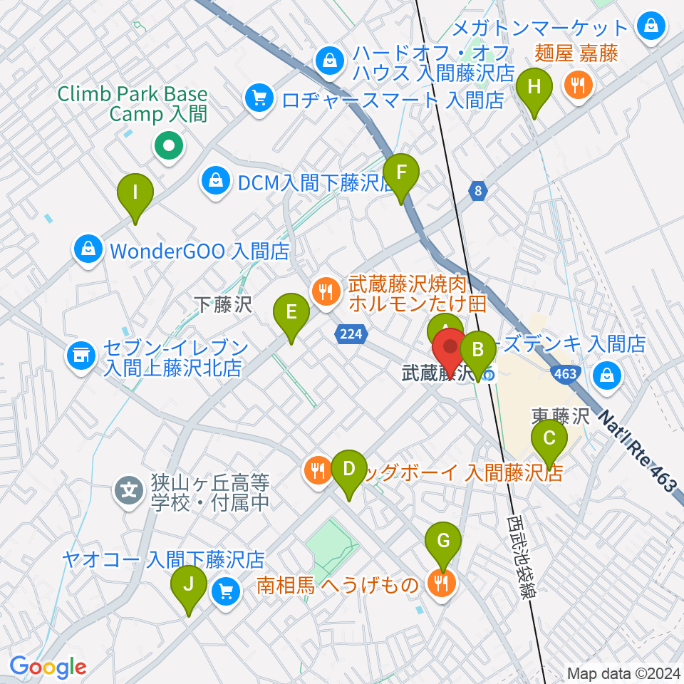 音降りそそぐ武蔵ホール周辺のコンビニエンスストア一覧地図