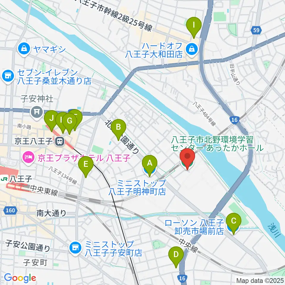 あったかホール 八王子市北野環境学習センター周辺のコンビニエンスストア一覧地図