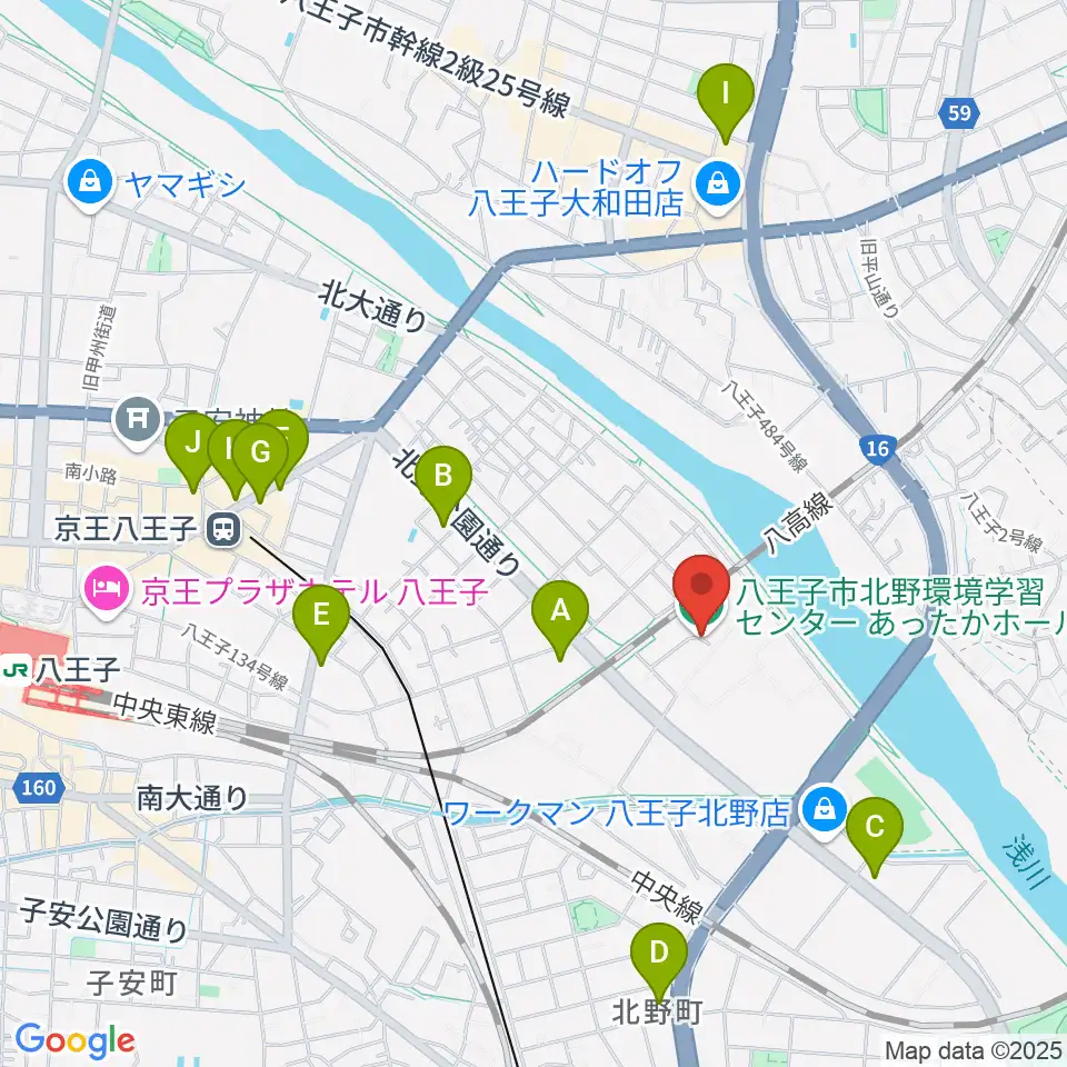 あったかホール 八王子市北野環境学習センター周辺のコンビニエンスストア一覧地図
