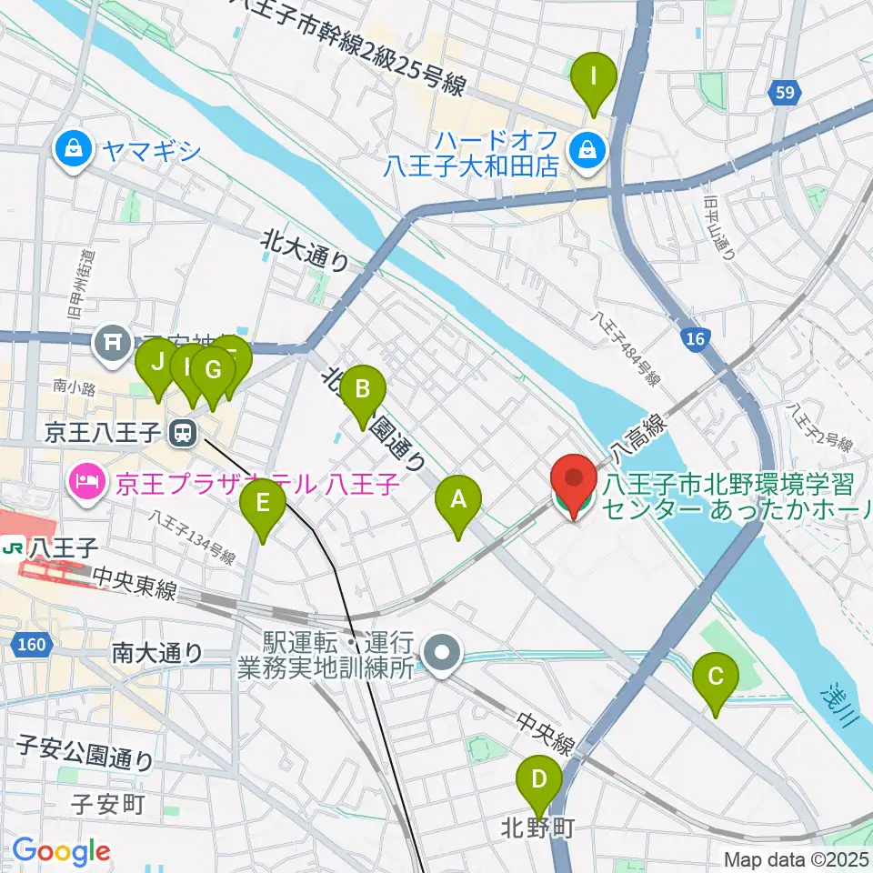 あったかホール 八王子市北野環境学習センター周辺のコンビニエンスストア一覧地図