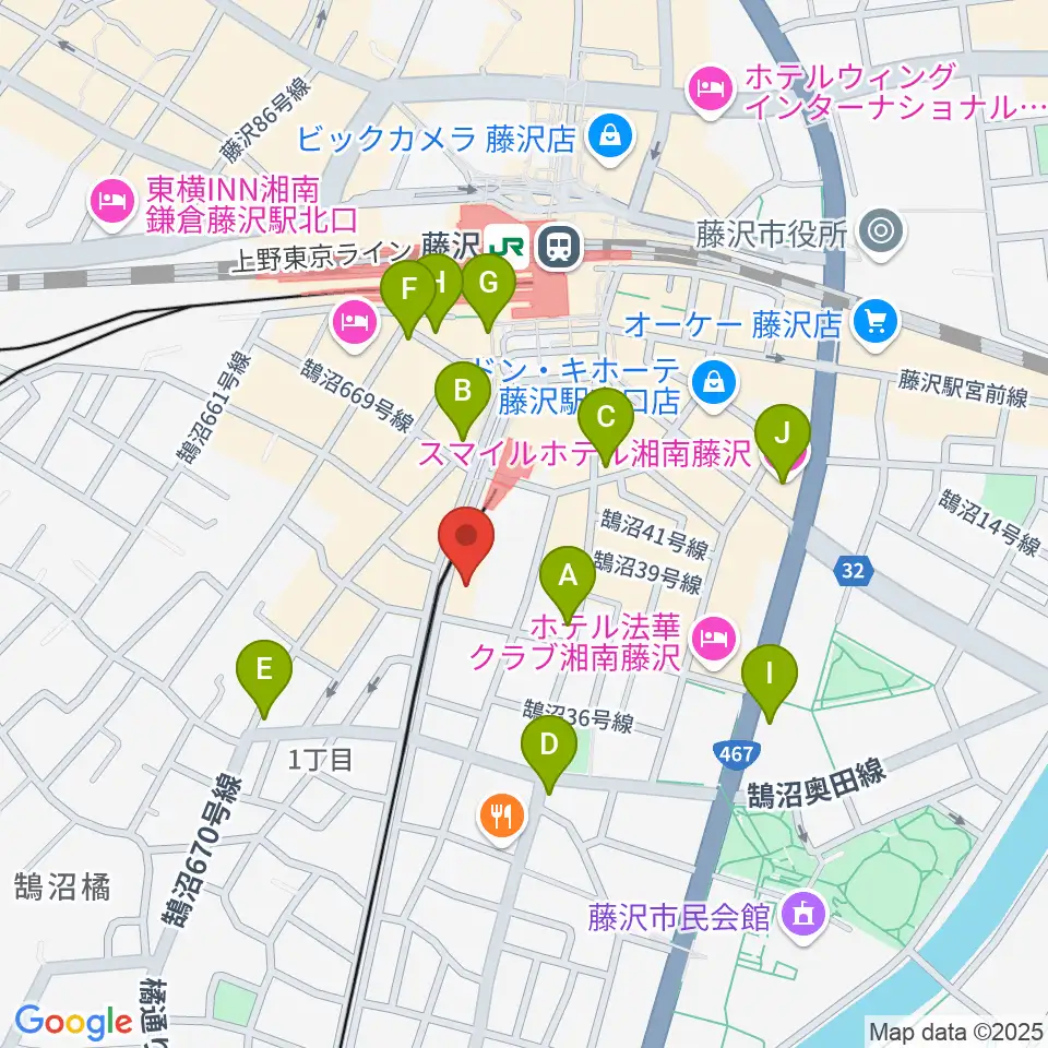 藤沢リラホール周辺のコンビニエンスストア一覧地図