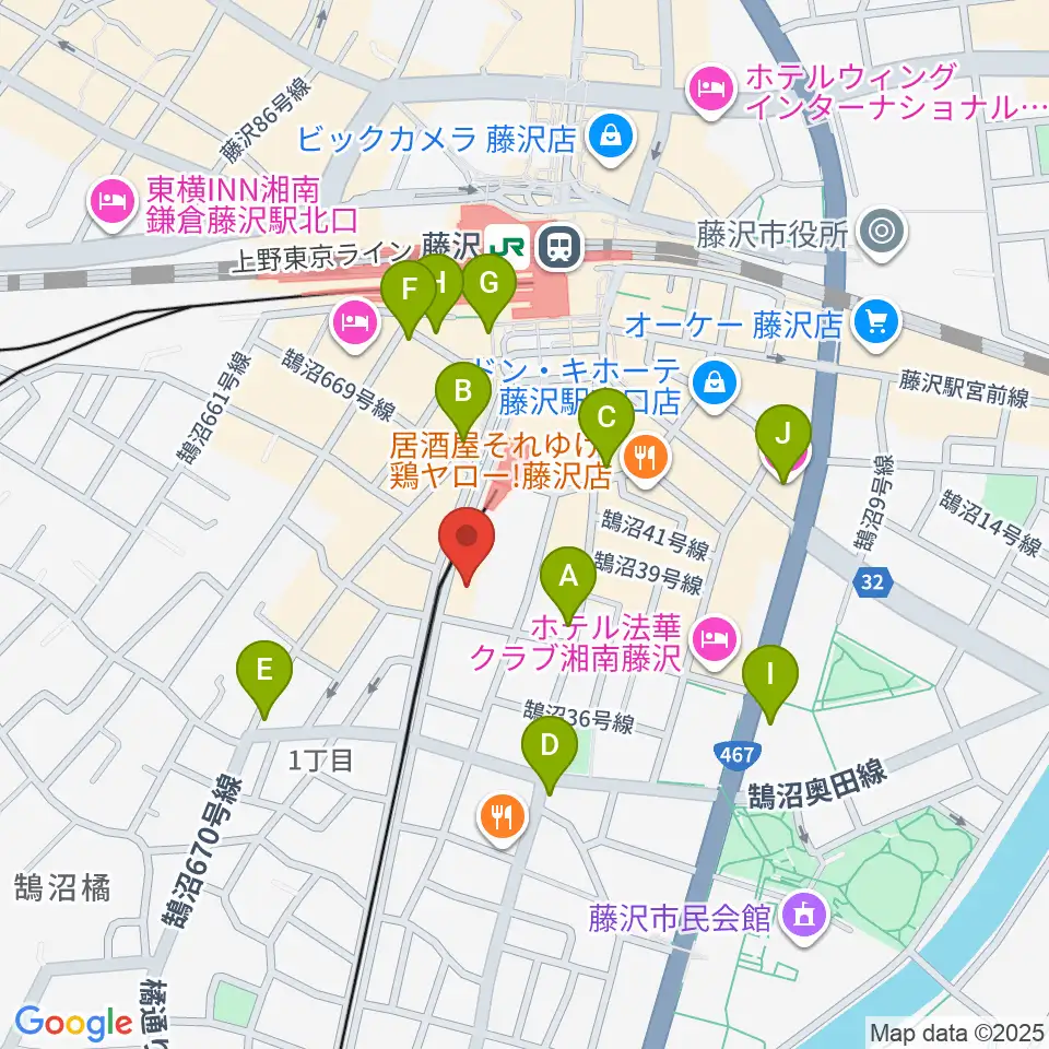 藤沢リラホール周辺のコンビニエンスストア一覧地図