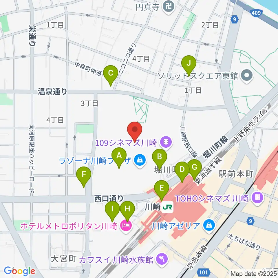 ラゾーナ川崎プラザソル周辺のコンビニエンスストア一覧地図