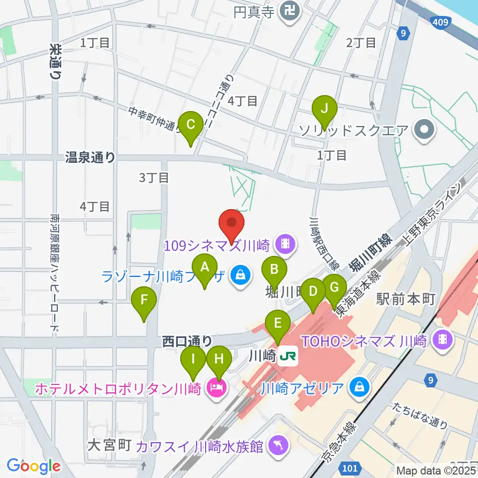 ラゾーナ川崎プラザソル周辺のコンビニエンスストア一覧地図