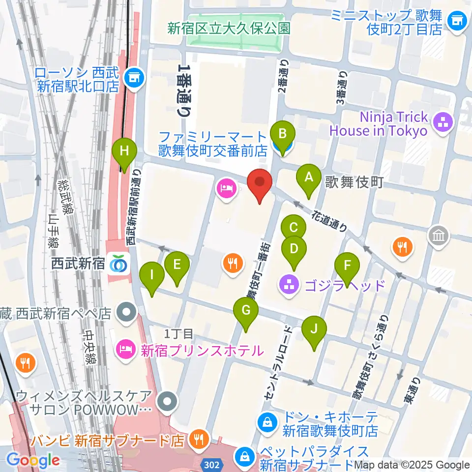 新宿FACE周辺のコンビニエンスストア一覧地図