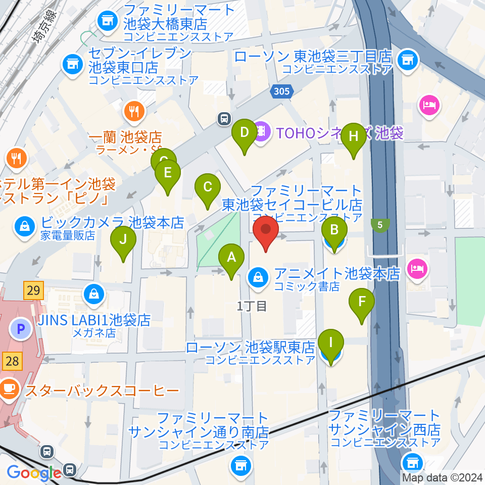 としま区民センター周辺のコンビニエンスストア一覧地図