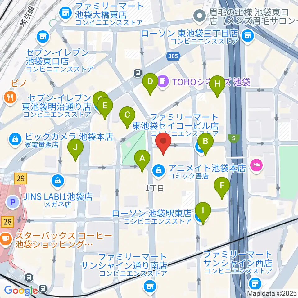 としま区民センター周辺のコンビニエンスストア一覧地図