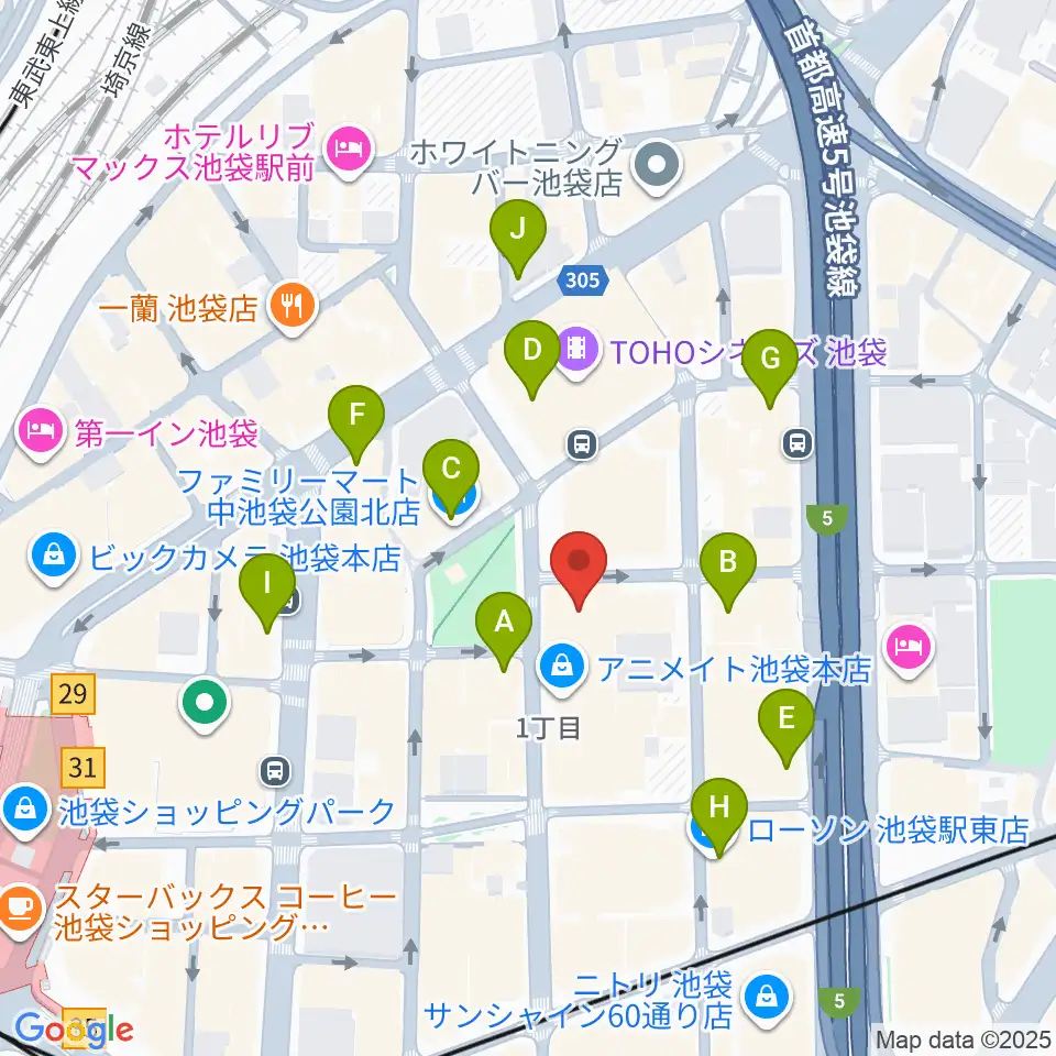としま区民センター周辺のコンビニエンスストア一覧地図