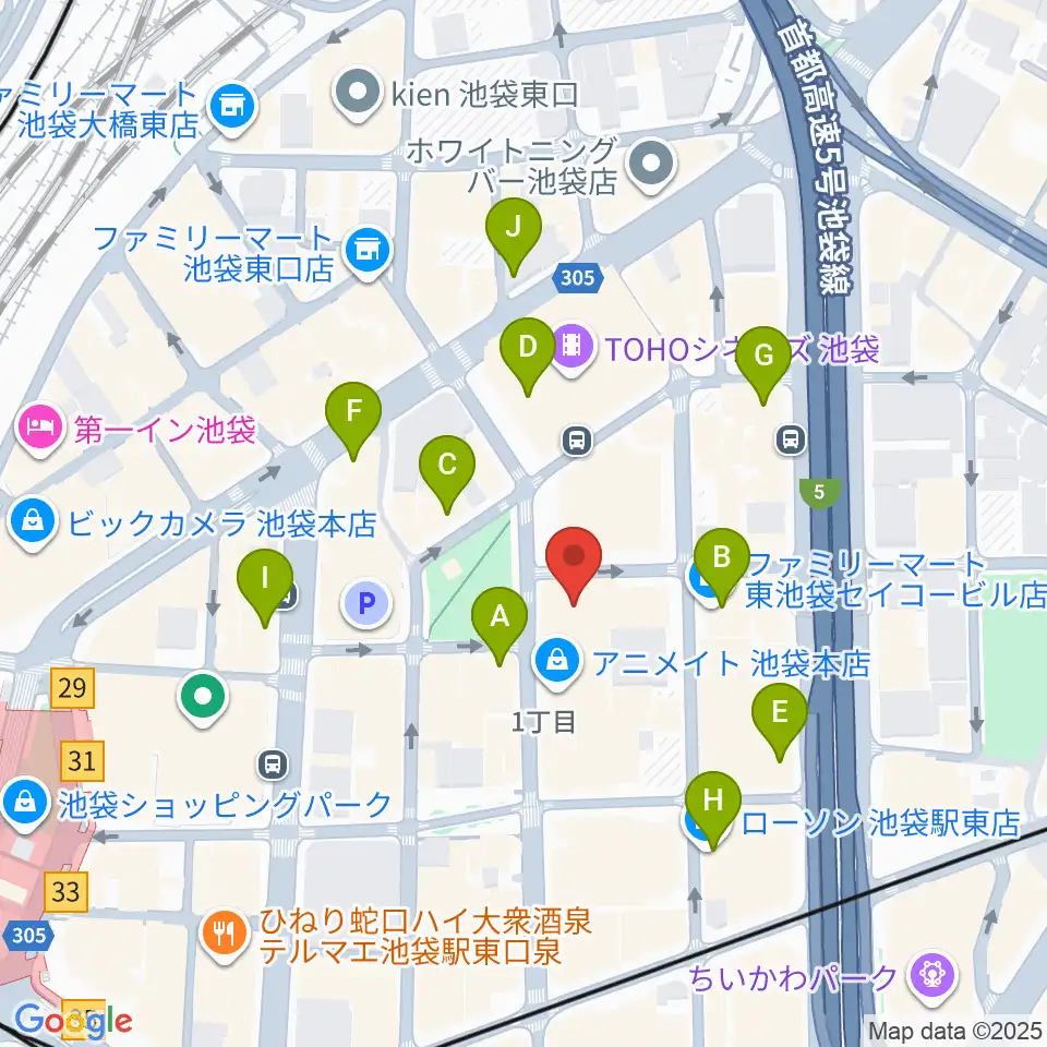 としま区民センター周辺のコンビニエンスストア一覧地図