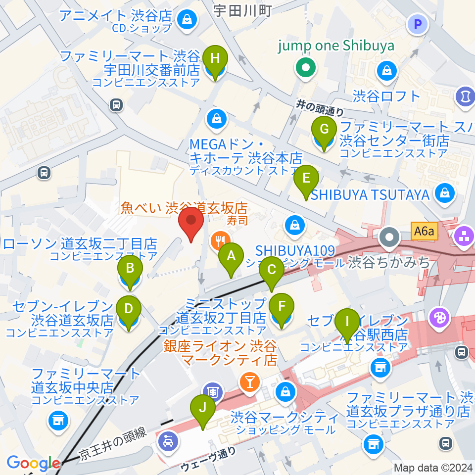 渋谷RUBY ROOM周辺のコンビニエンスストア一覧地図