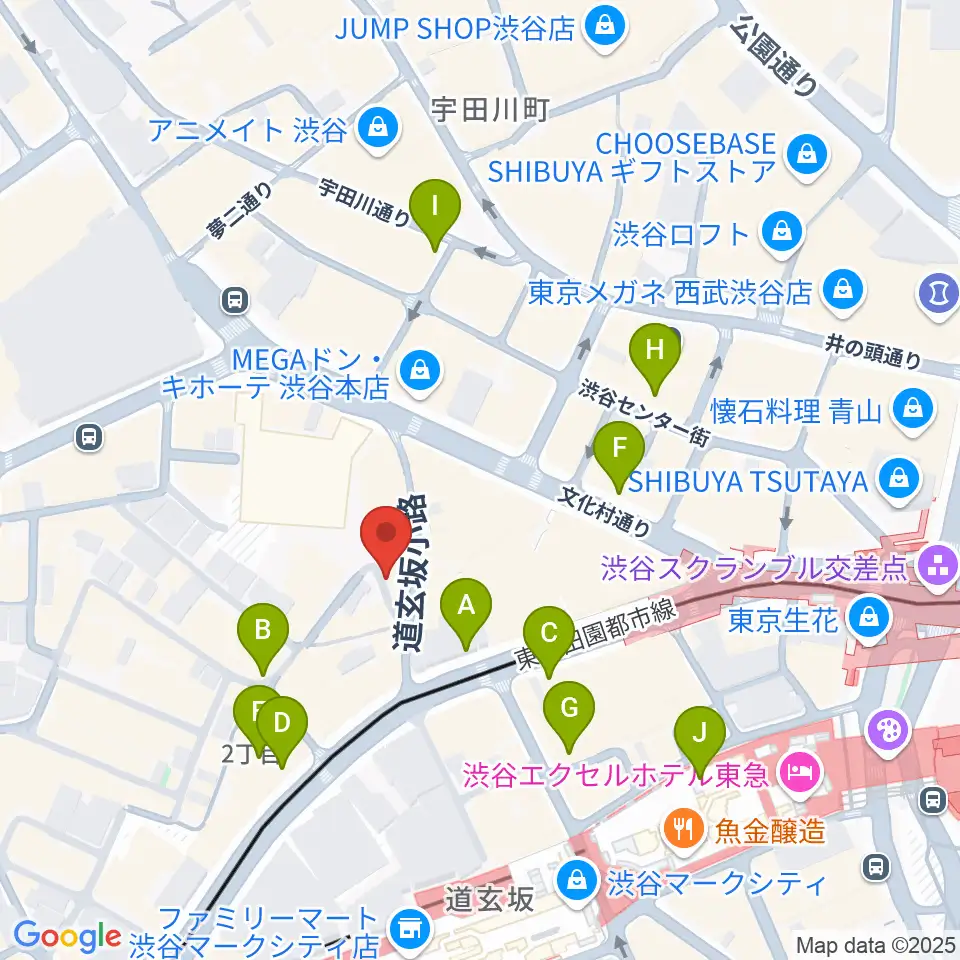 渋谷RUBY ROOM周辺のコンビニエンスストア一覧地図
