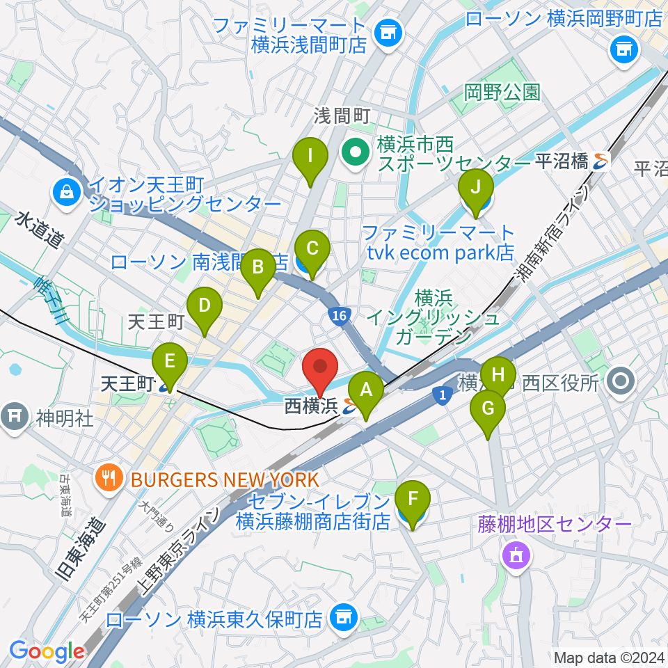 西横浜エルプエンテ周辺のコンビニエンスストア一覧地図