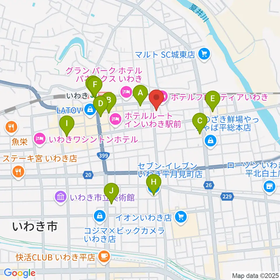 いわきソニック周辺のコンビニエンスストア一覧地図