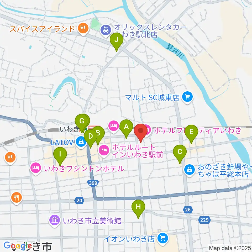 いわきソニック周辺のコンビニエンスストア一覧地図
