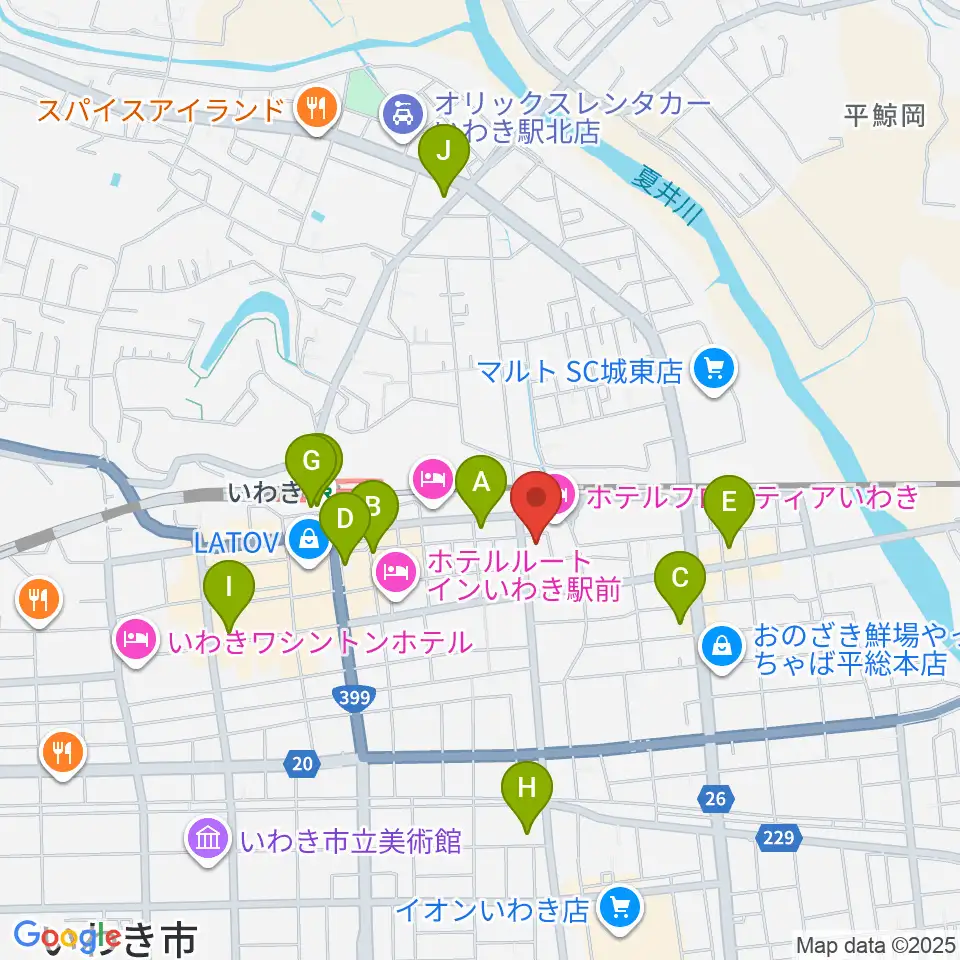いわきソニック周辺のコンビニエンスストア一覧地図