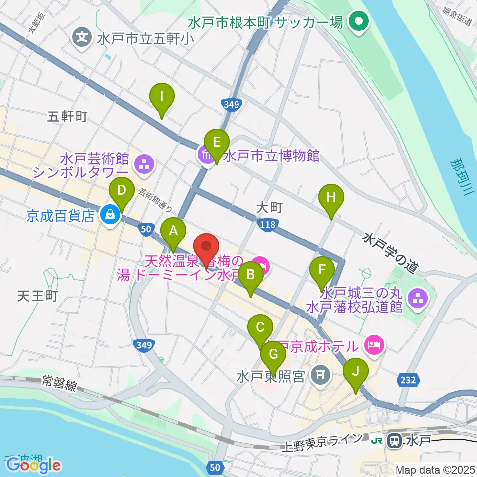 水戸SONIC周辺のコンビニエンスストア一覧地図