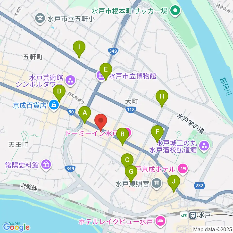 水戸SONIC周辺のコンビニエンスストア一覧地図