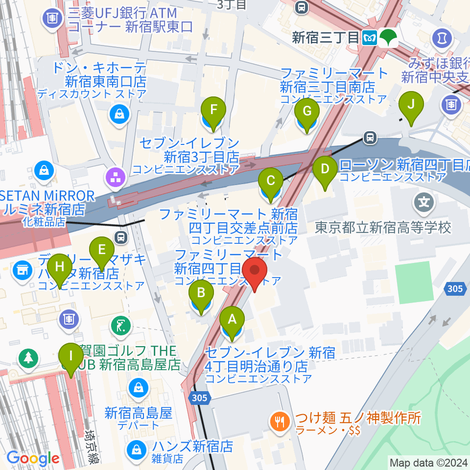 新宿ANTIKNOCK周辺のコンビニエンスストア一覧地図